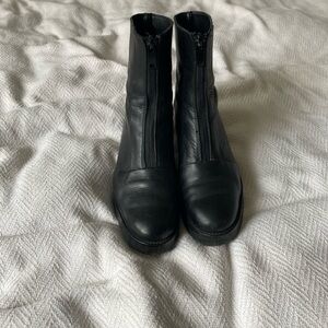 COS Black Leather Heeled and Zip-Up Ankle Boots
